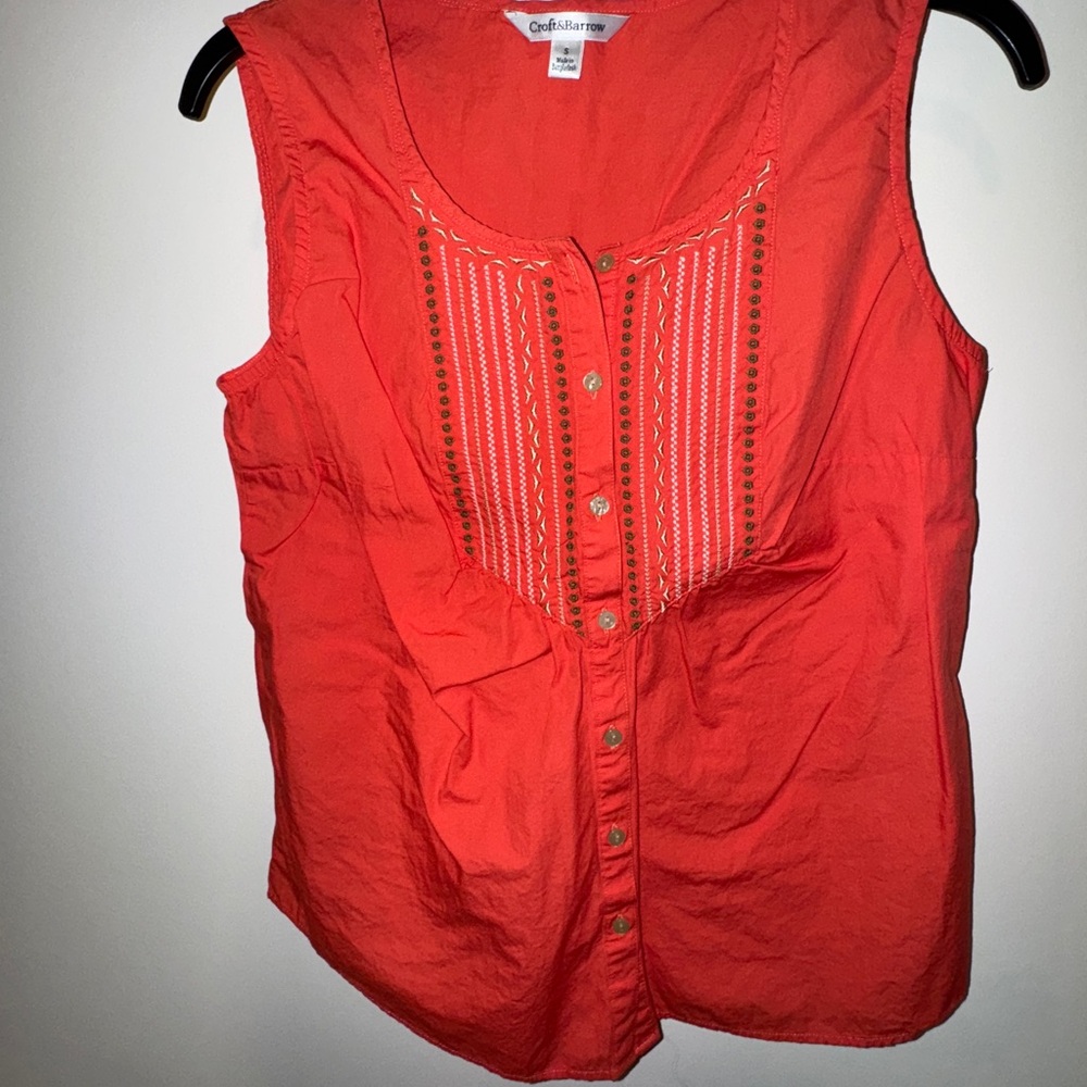 Croft & Barrow Red Sleeveless Blouse